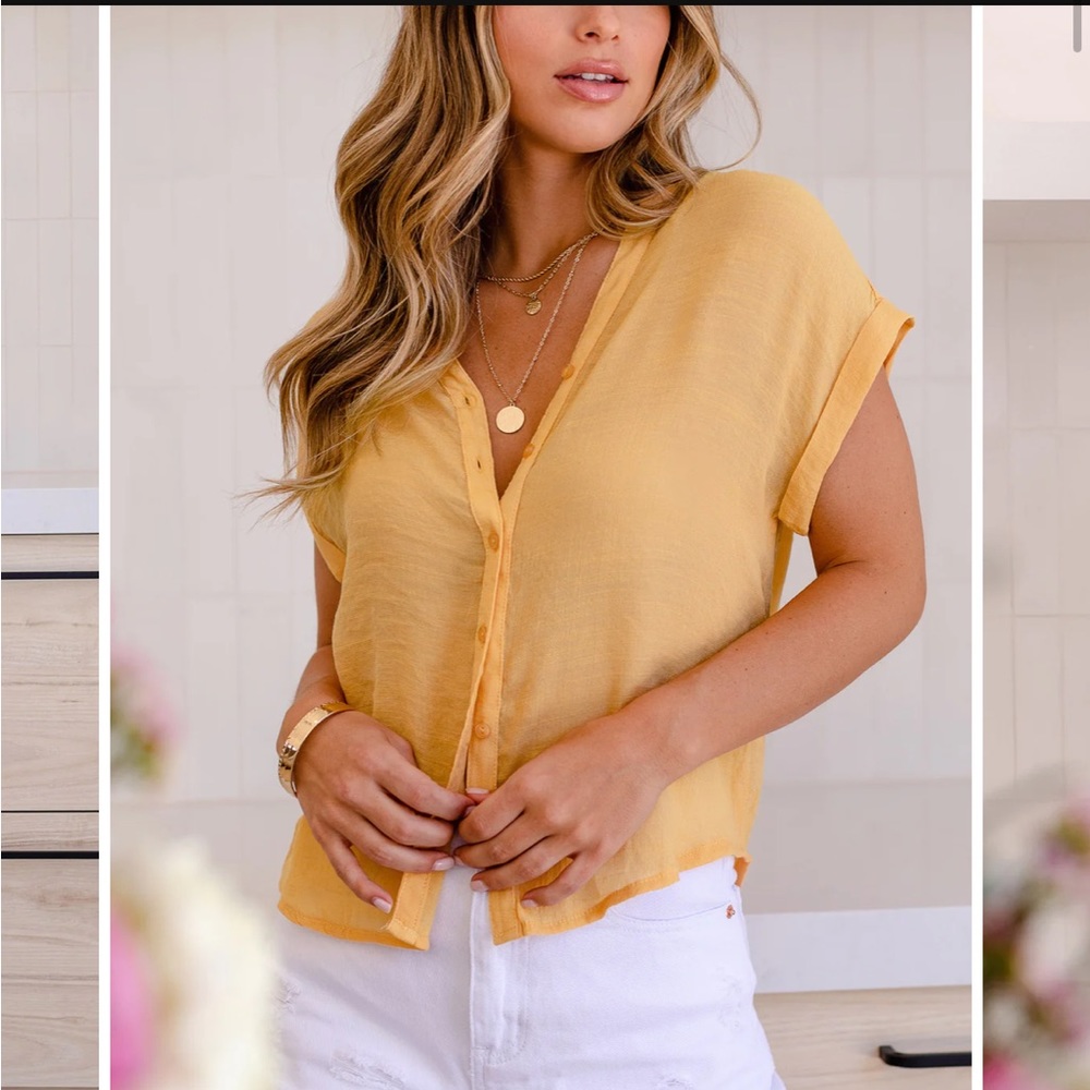 Priceless- Elana Yellow Button Down Top